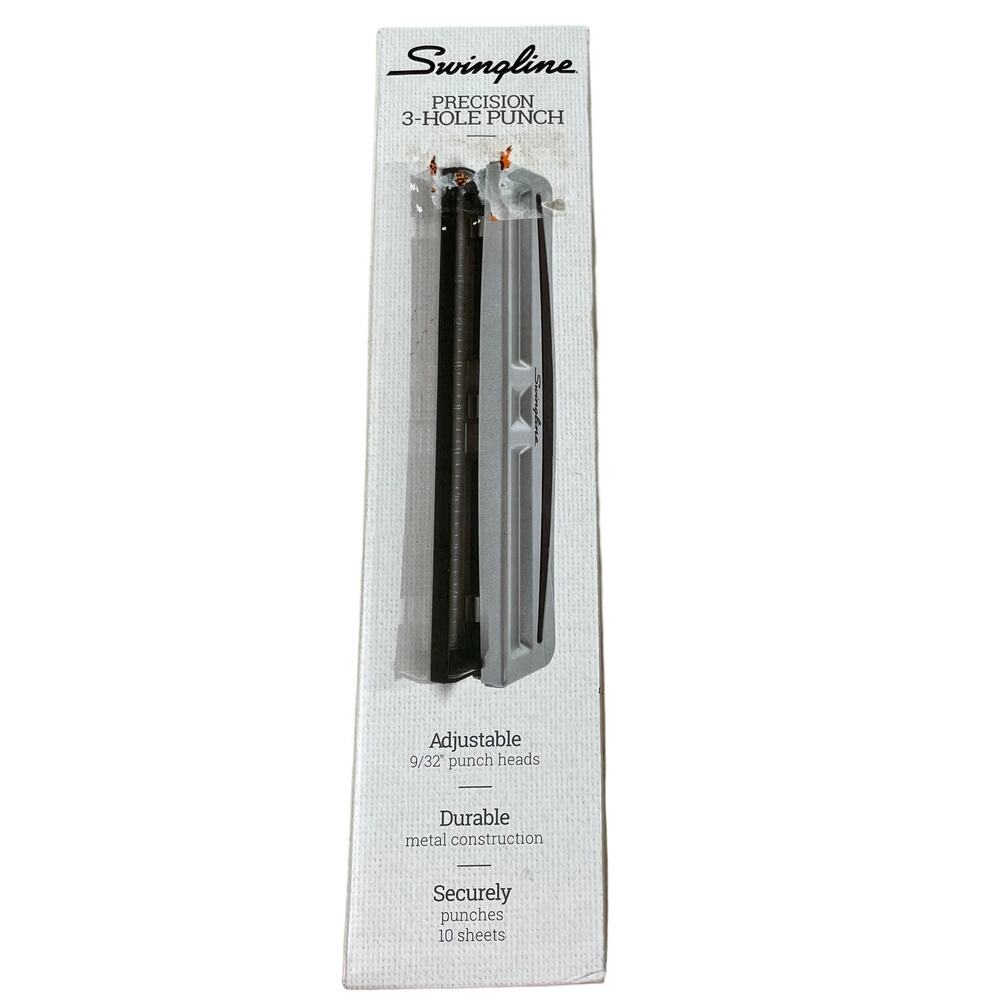 Swingline Precision 3 Hole Punch Brand New in Box 10 Sheet Capacity Silver NIB